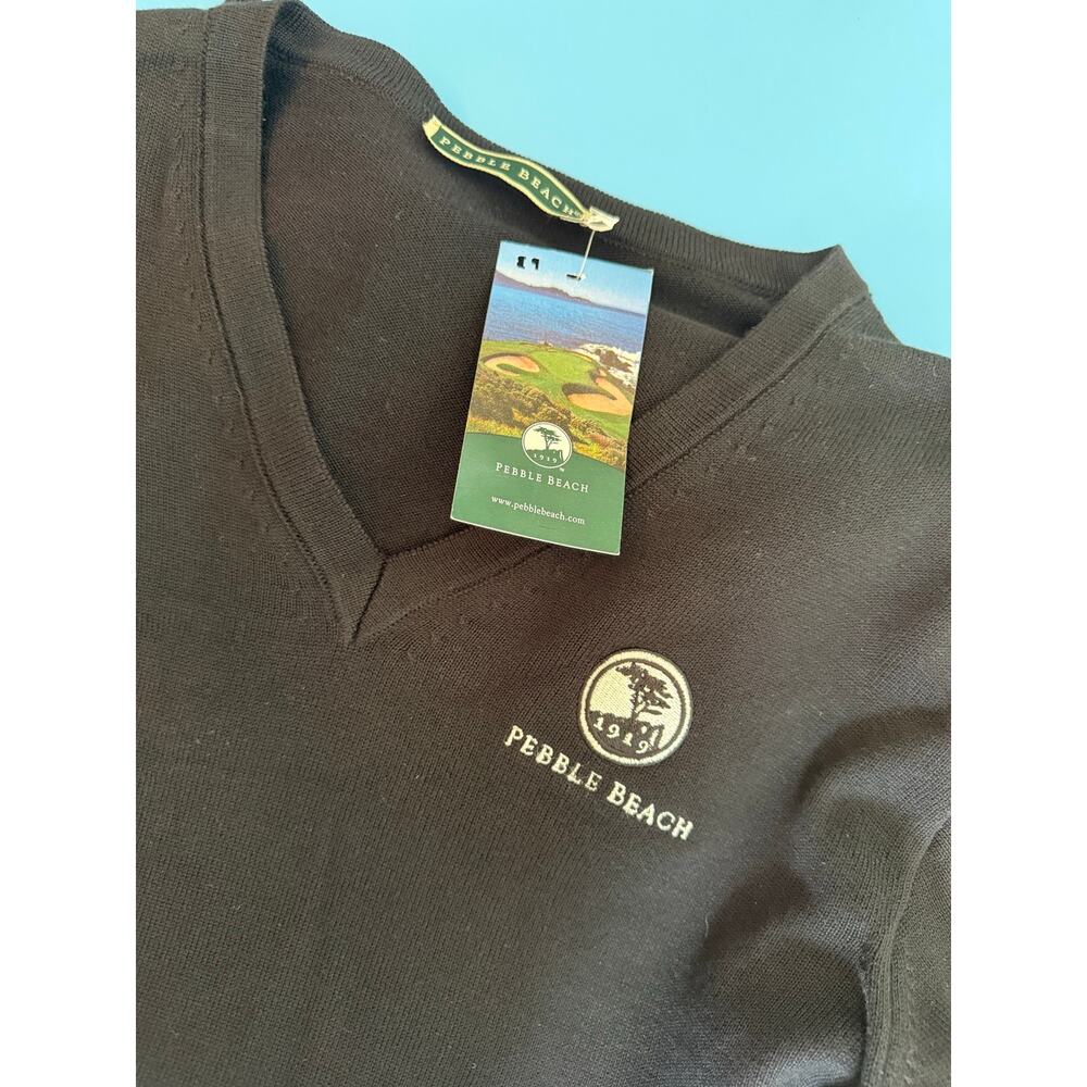 Pebble Beach ladies Golf V Neck Sweater S/M Black womens Performance Outdoor NEW - Picture 5 of 9